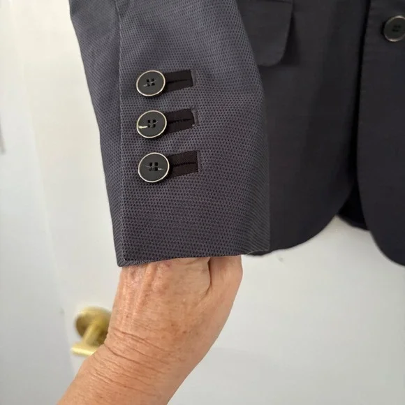 ZARA Man Blazer Jacket Dark Blue Textured 2‎ Button Sport Coat Men Size USA 42 - Picture 9 of 11